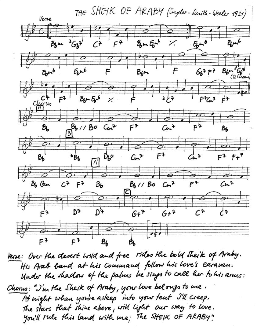 the sheik of araby leadsheet – book us for your next 20s or gatsby event